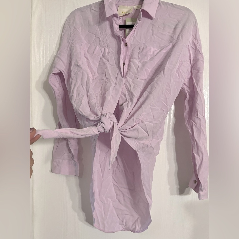 Anthropologie Maeve Blush Pink Shirt - Picture 2 of 6